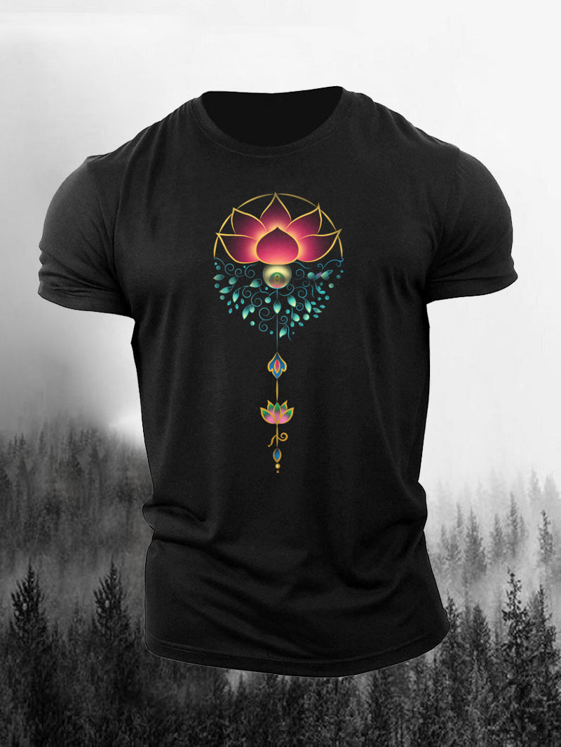 Men's Colorful Star Lotus Short-Sleeved Shirt