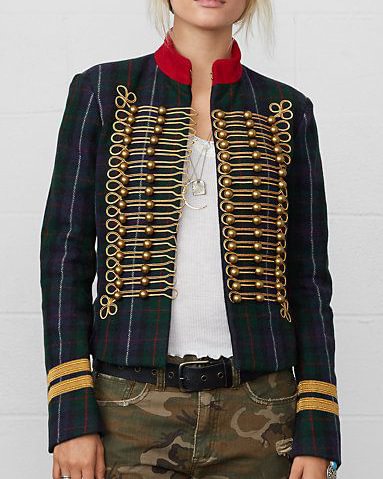 Woven Trim Check Print Cropped Jacket
