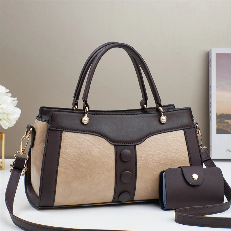 Women's Medium Pu Leather Solid Color Vintage Style Classic Style Square Zipper Bag Sets3