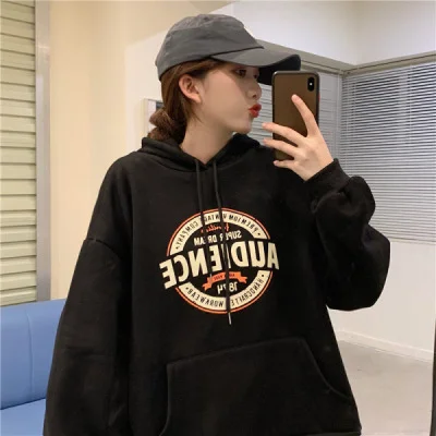 Uveng Uveng Female Autumn Winter 2023 New Korean Version Loose Ancient Hoodie Long Sleeve Versatile Velvet Student Coat