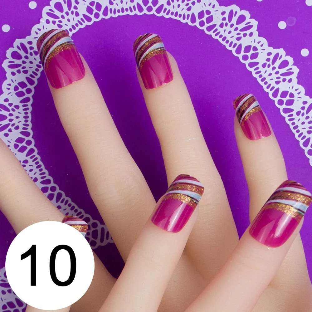 With 1 Piece Of Nail Adhesive Tape 24pcs/Box Press On Nail Art Tips Full Cover 10 Sizes False Nail Art Wedding Nails-Nail Inspo