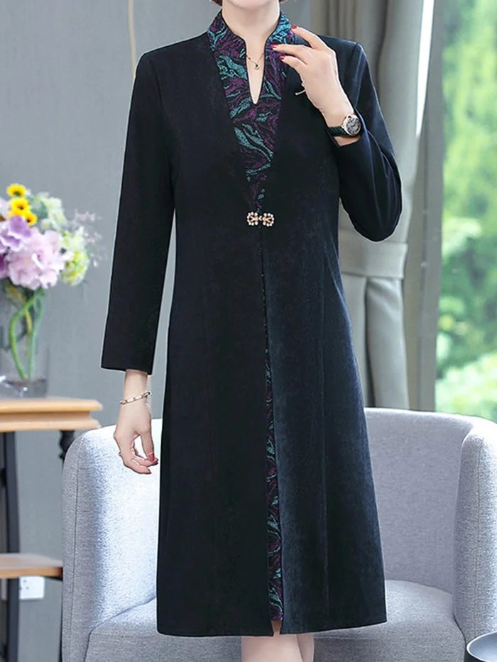 Elegant Long Sleeve Fake Two Piece Dress