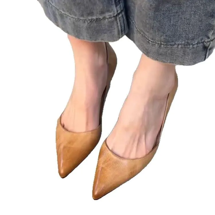 Breakj Breakj Retro Tip-Tip High-Heeled Women's New One-Legged Fine-Heeled Single Shoes