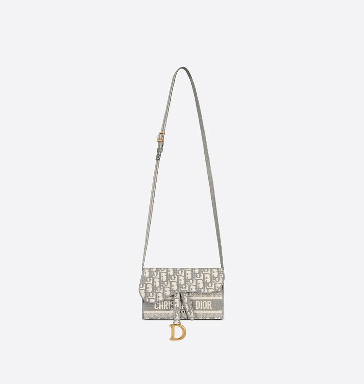 Saddle Bag Gray Dior Oblique embroidery