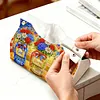 (24cm)Diamond Art Tissue Box DIY PU Napkin Cover for Home(god bless america)