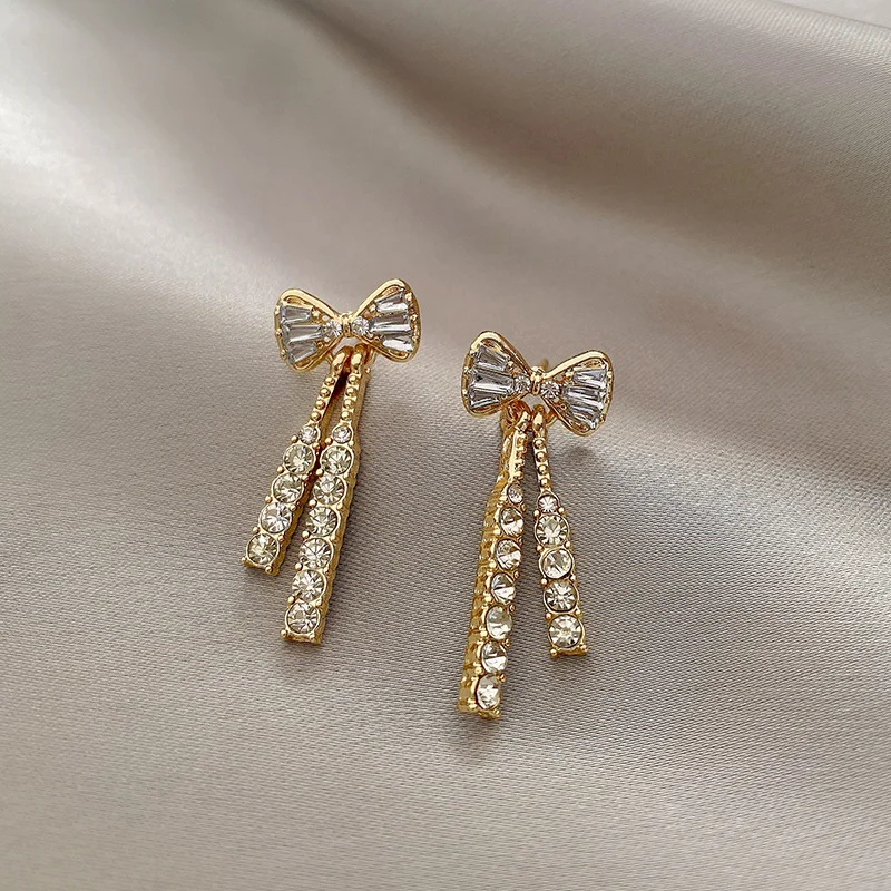 Rhinestone Bow Earrings