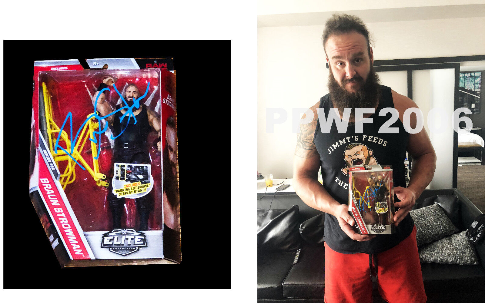 WWE BRAUN STROWMAN ELITE HAND SIGNED ACTION FIGURE WITH PICTURE PROOF AND COA