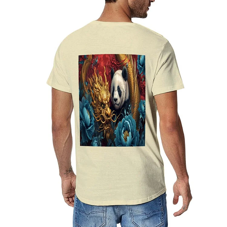 Men's T-shirt GOLDEN DRAGON PANDA  customized, personalized, gift