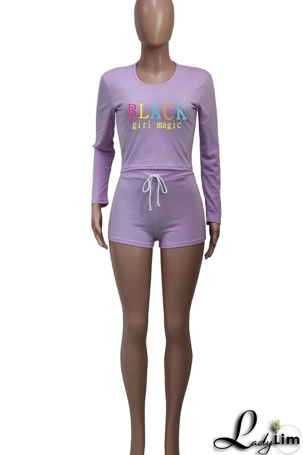Pink Casual Print Split Joint O Neck Long Sleeve Two Pieces