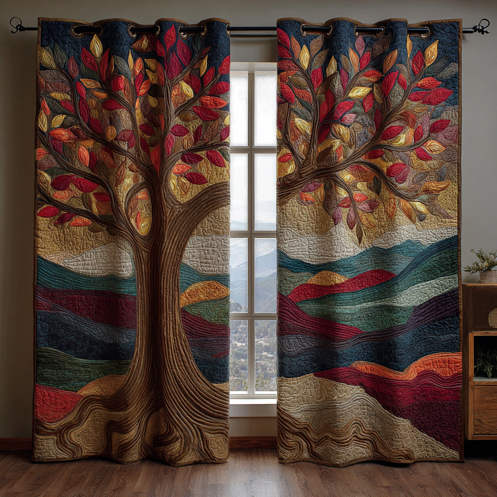 Sunset Tree of Life Printed Quilted  Curtains NCU0HH1065