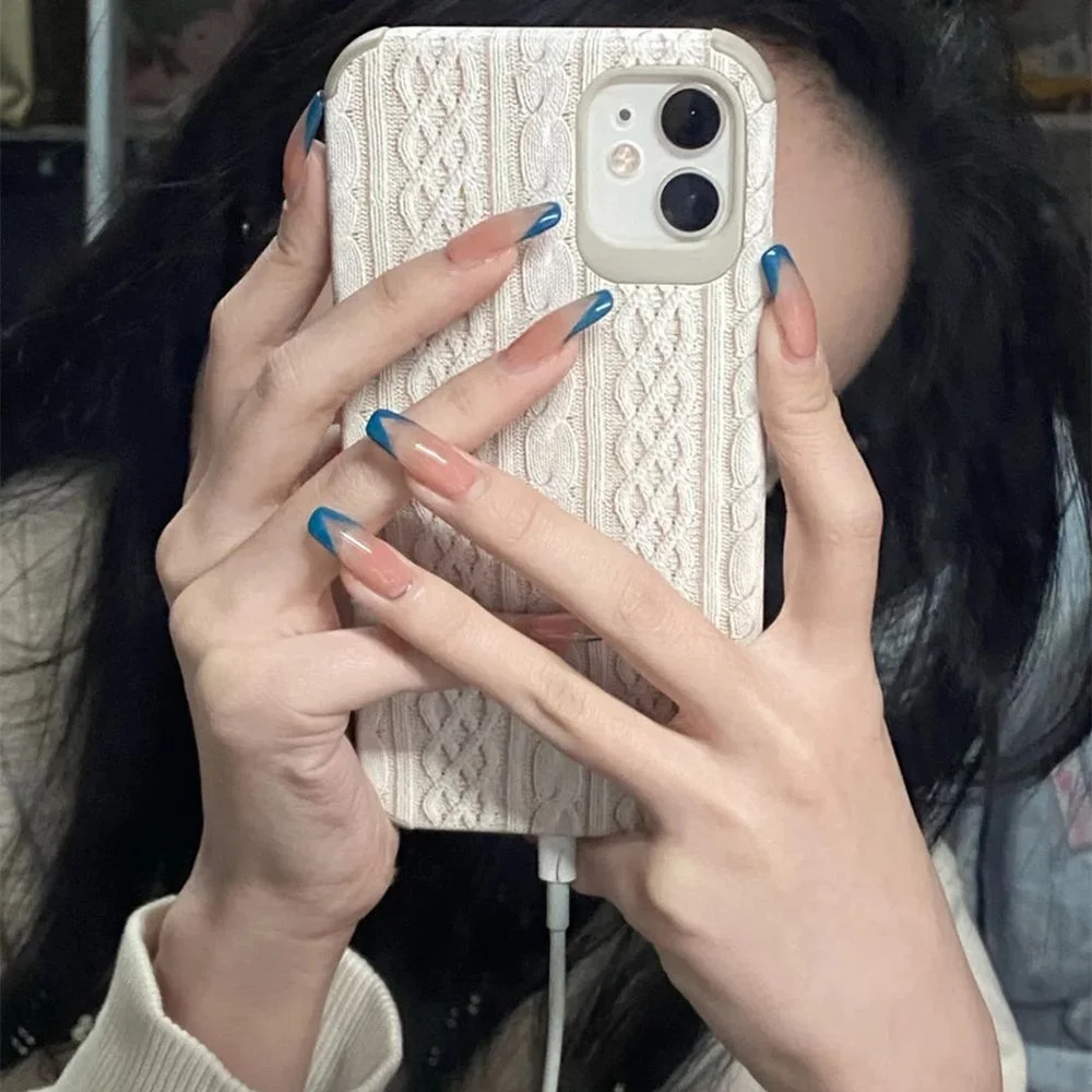 24pcs Detachable Taro Mud Purple Pearl False Nails Wearable Fake Nails Full Cover Nail Tips press on nails fake nail with design 515-1-Nail Inspo