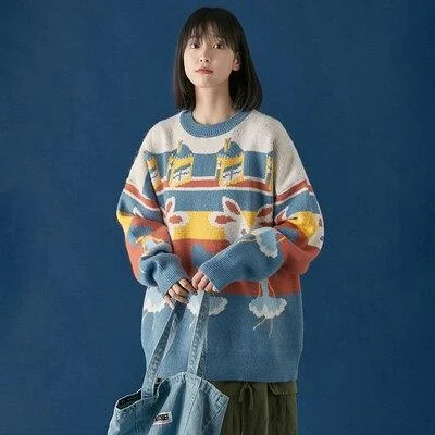 Sweater Women Autumn And Winter Wear Korean Loose Pullover Japanese Round Neck Sweater Thick Warm And Lazy Fashion Clothes