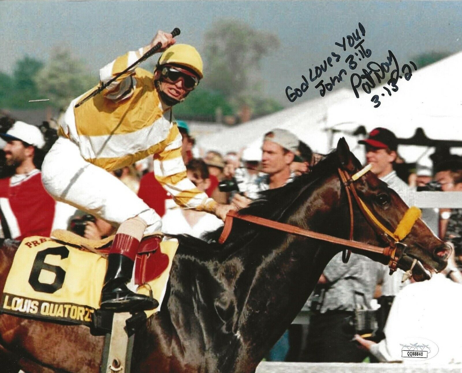 Pat Day Kentucky Derby signed 8x10 Photo Poster painting Hall of Fame Horse Jockey JSA