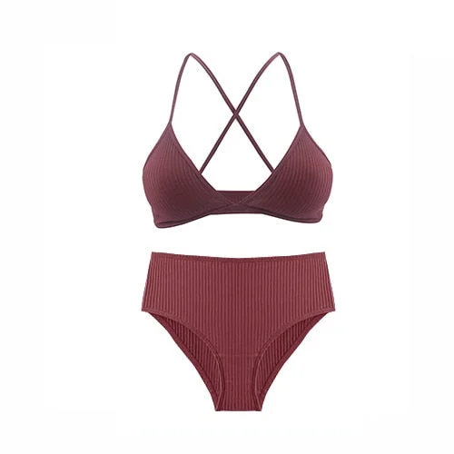 Cotton Seamless Underwear Women 2 Pieces Bra Set Sexy High Waist Lingerie Thin Comfort Bikini Secret Short Skin Care Kits