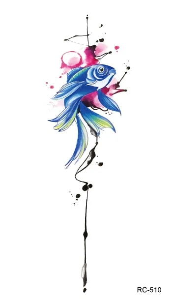 52 Kinds Watercolor Animals Fake Tattoos Temporary Cat Flamingo Wolf Whale Fox Butterfly Waterproof Tatto Stickers Small Size