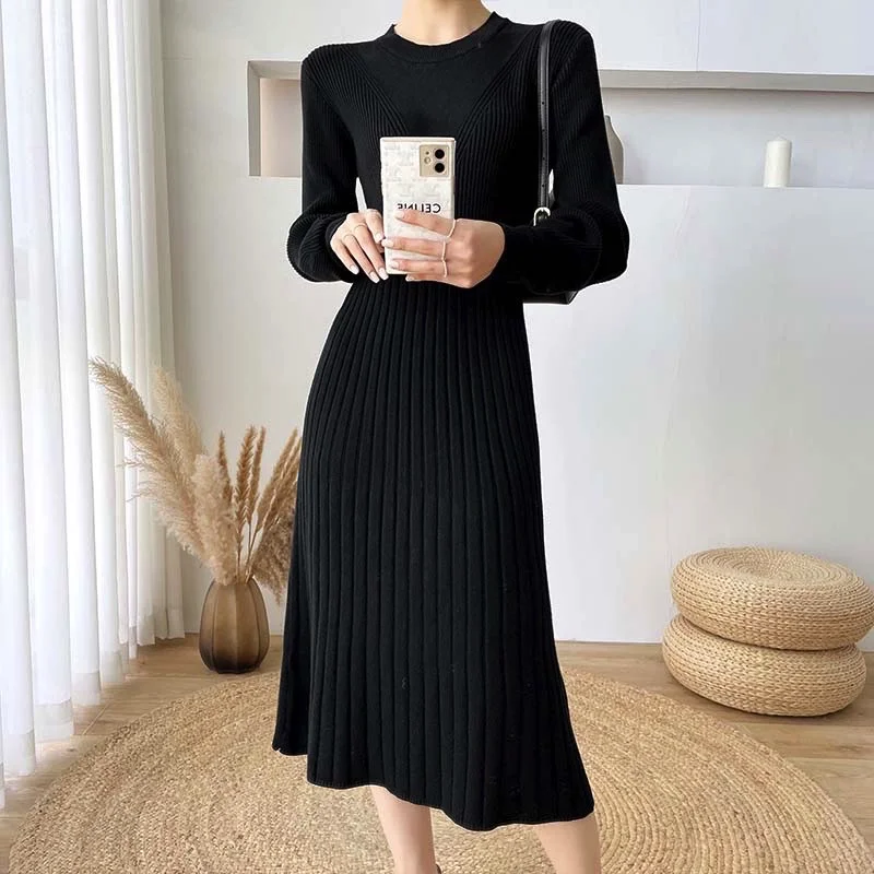 Long Sweater Over The Knee Knitted Dress