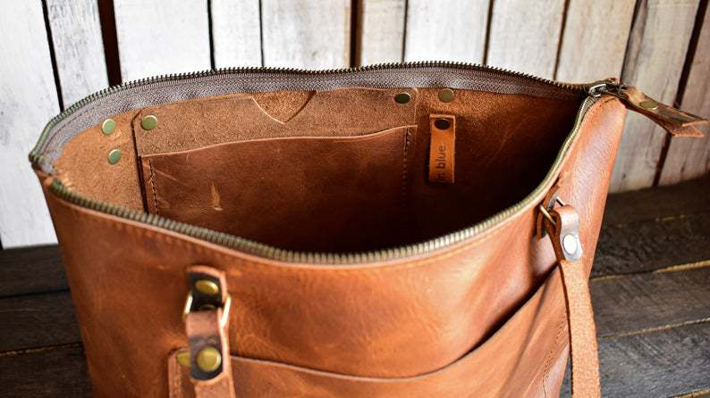 Vintage oil wax leather vegetable tanned large-capacity shoulder bag