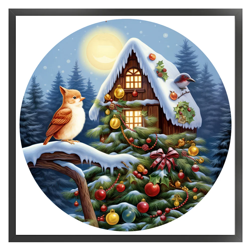 DIY Stamped Cross Stitch 11CT Full Embroidery 40*40cm - Christmas Cottage