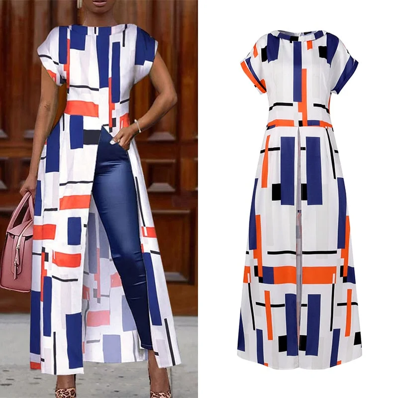 Elegant Leopard Print Blouse Women Tunic VONDA 2022 Female Tops Vintage Long Shirts Office Holiday Split Party Blusas Femininas