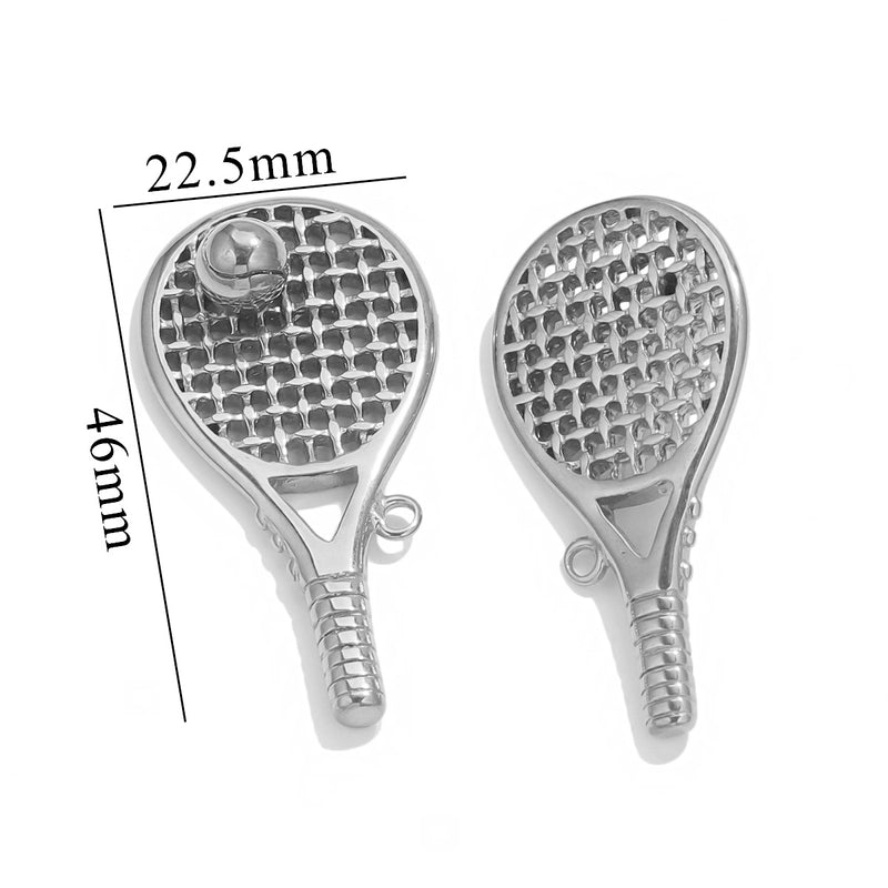 1 Piece 304 Stainless Steel Tennis Racket Pendant Jewelry Accessories