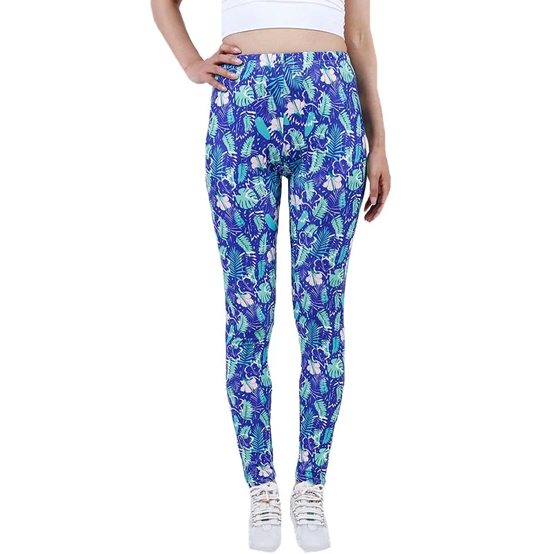 CUHAKCI Leggings Women's Space Dark Blue Leggins Print Pants High Quality Fitness Trousers Mujer Hot Gym Stretch Sportswear