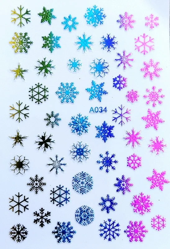 Merry Christmas Nail Art Decals Decoration Self Adhesive Nail Art Stickers Manicure Design White Snow Sticker for Nail Design