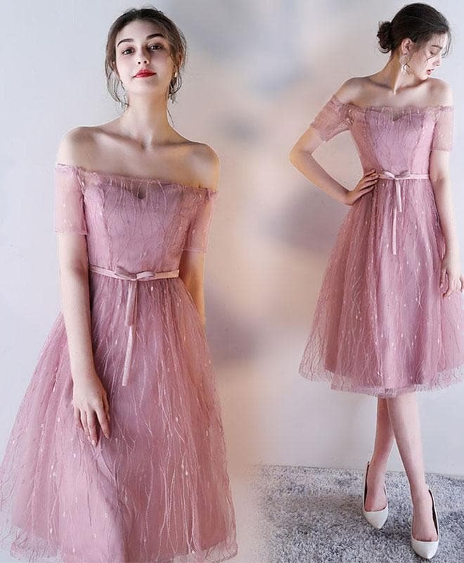 Cute Pink A Line Short Prom Dress
