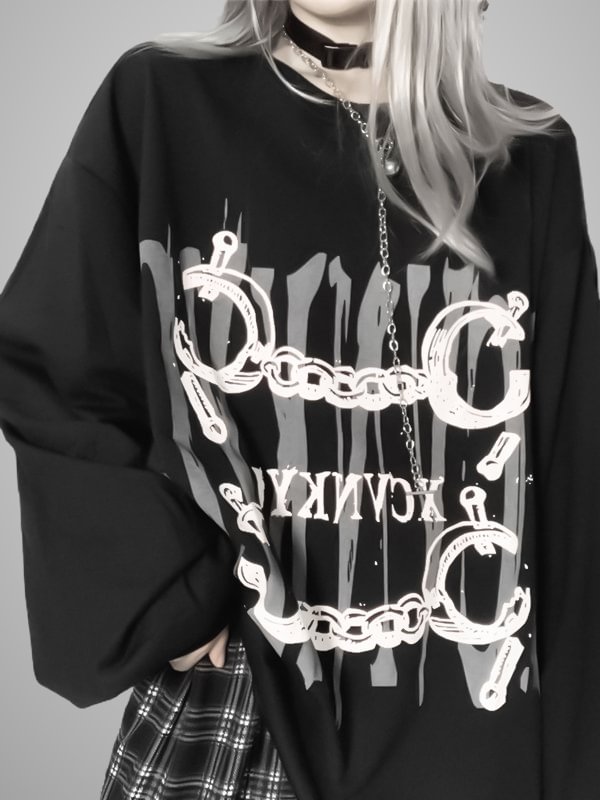 Goth Letter Graphic Oversized Hoodie