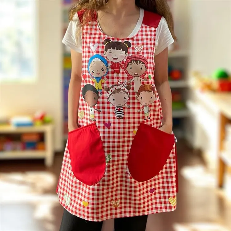 Friends Party Red Plaid Cross Strap Apron