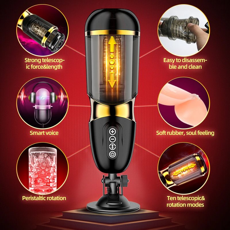 Telescopic Rotation 10*10 Modes Silicone Vagina Masturbator-FUNSEXDOLLS