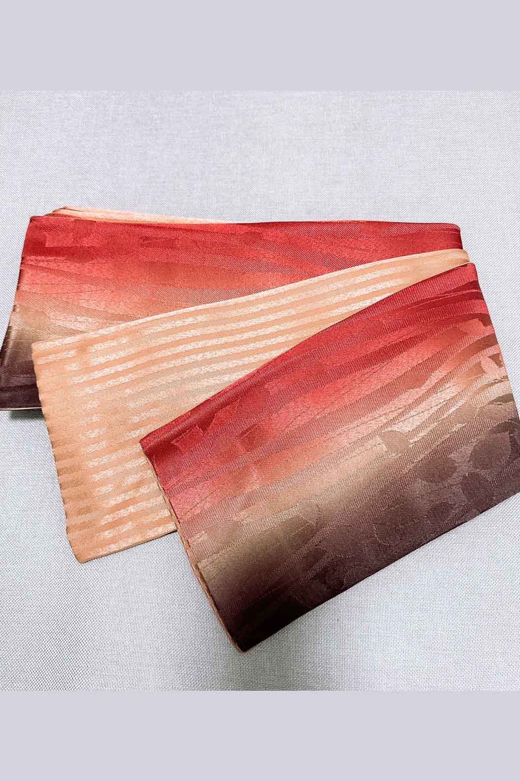 Flat Obi Belt--Red With Orange Gradient Stupa Stones