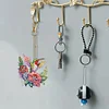 (US Local)6Pcs Double Sided Hummingbird Holding A Flower Diamond Art Keychains Crafts