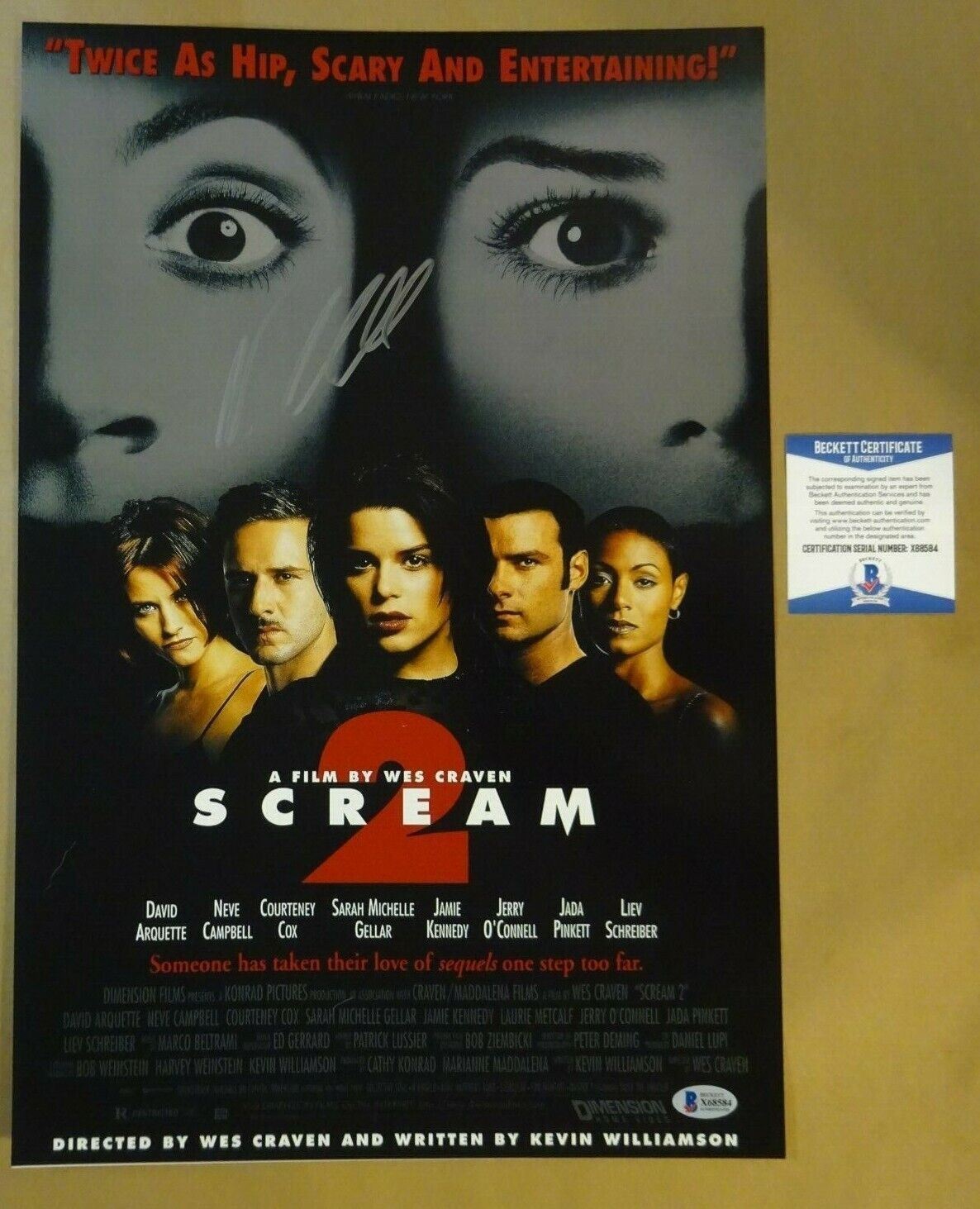 Signed NEVE CAMPBELL Autographed SCREAM 2 12x18