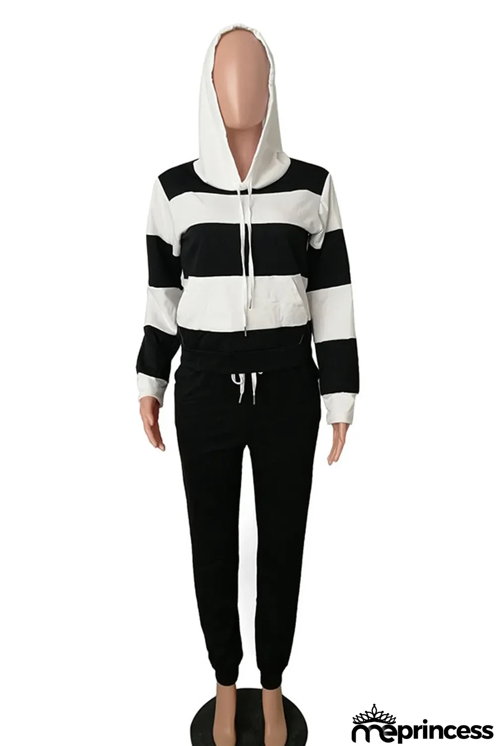 Red Polyester OL Striped Patchwork Print pencil Long Sleeve Two Pieces