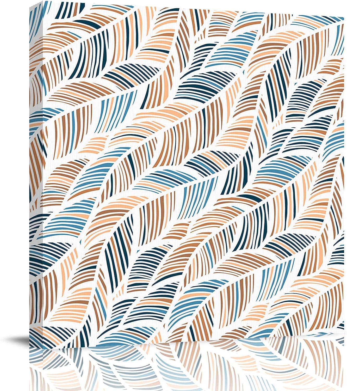 Summer Canvas Wall Art for Living Room Beach Blue Brown Black Strips Picture Framed Wall Decor for bedroom Bathroom Framhouse Office Kitchen Decor, 28 inch x28 inch  28 x 28 in