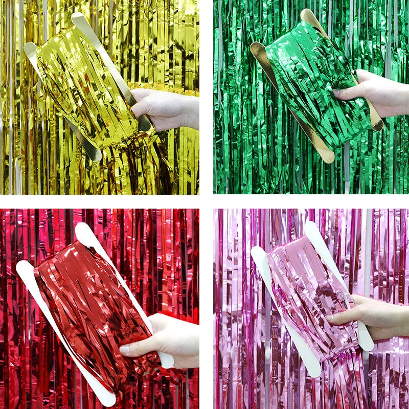 Wedding Party Decoration Tinsel Curtain Birthday Balloon Photography Background Wall Dress Up Rain Silk Ribbon Wool Tops2