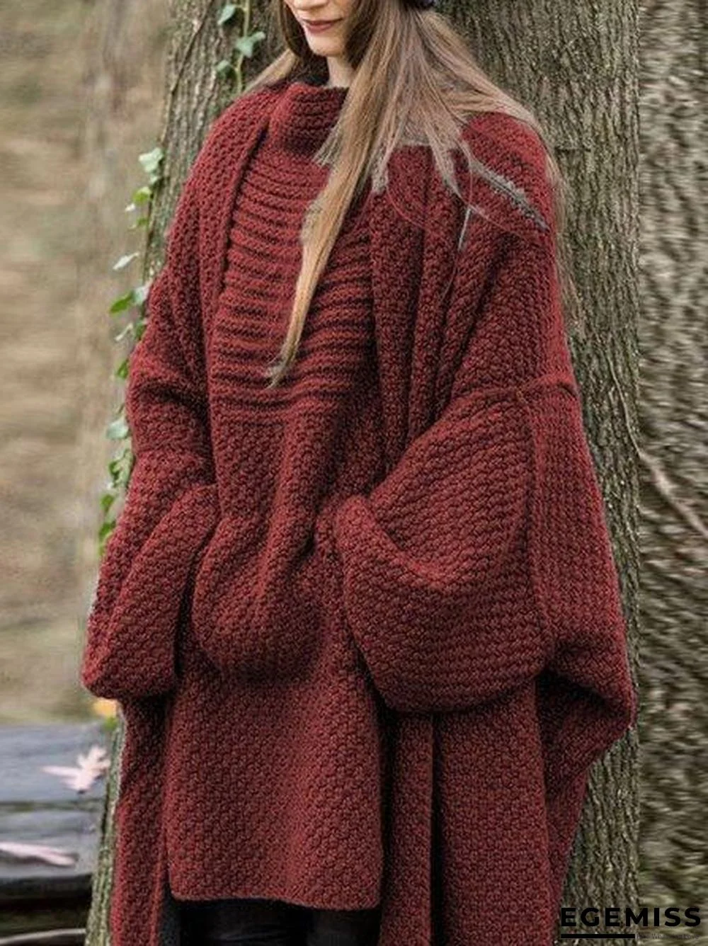 Casual Knitted Shift Solid Sweater | EGEMISS