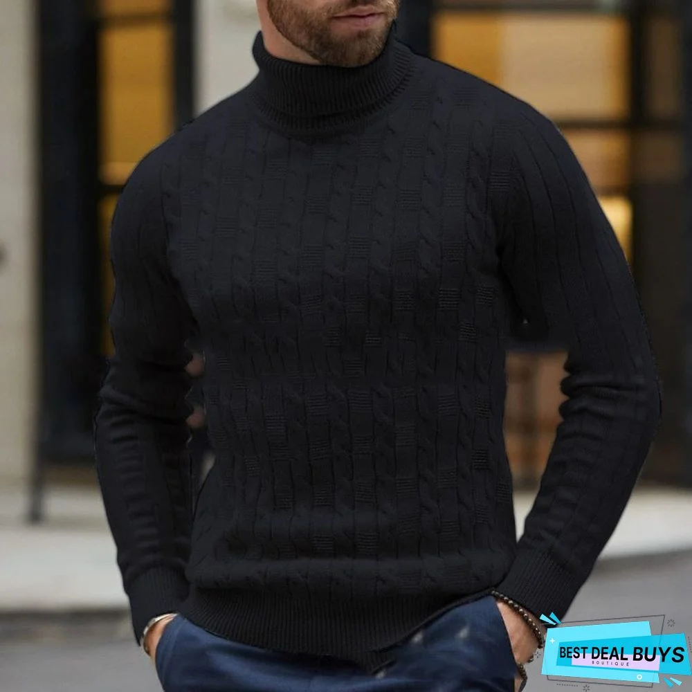 High Collar Simple Slim Men's Sweater