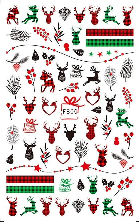 Churchf 1pcs Autumn Winter Nail Sticker Robin Snow Flower New Year Halloween Christmas 3D Decals Nail Art Design Decor Accessories-Nail Inspo