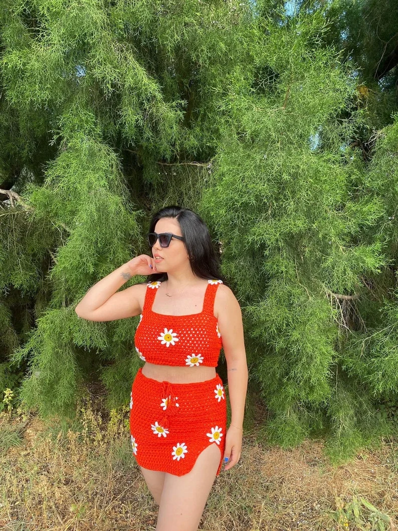 Crochet Skirt and Crop Top Set for Summer