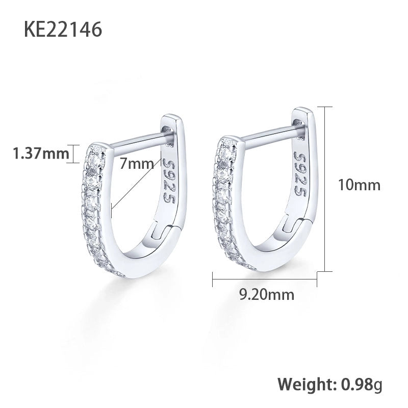 1 Pair White Gold Plated Gold Plated 925 Sterling Silver Zircon Geometric Earrings