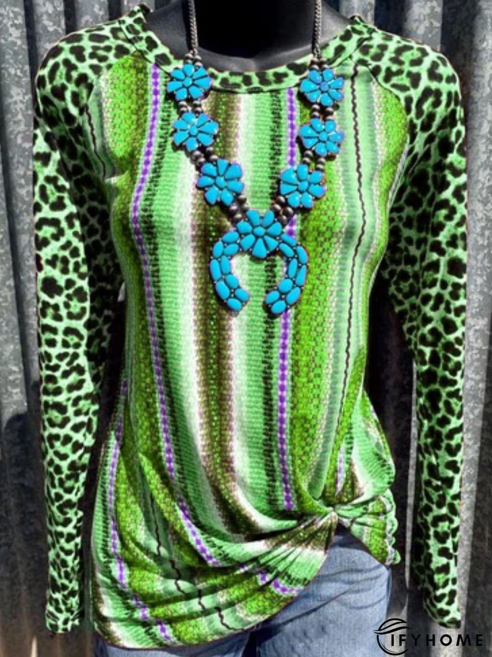 Casual Long Sleeve Printed Tunic Top | IFYHOME