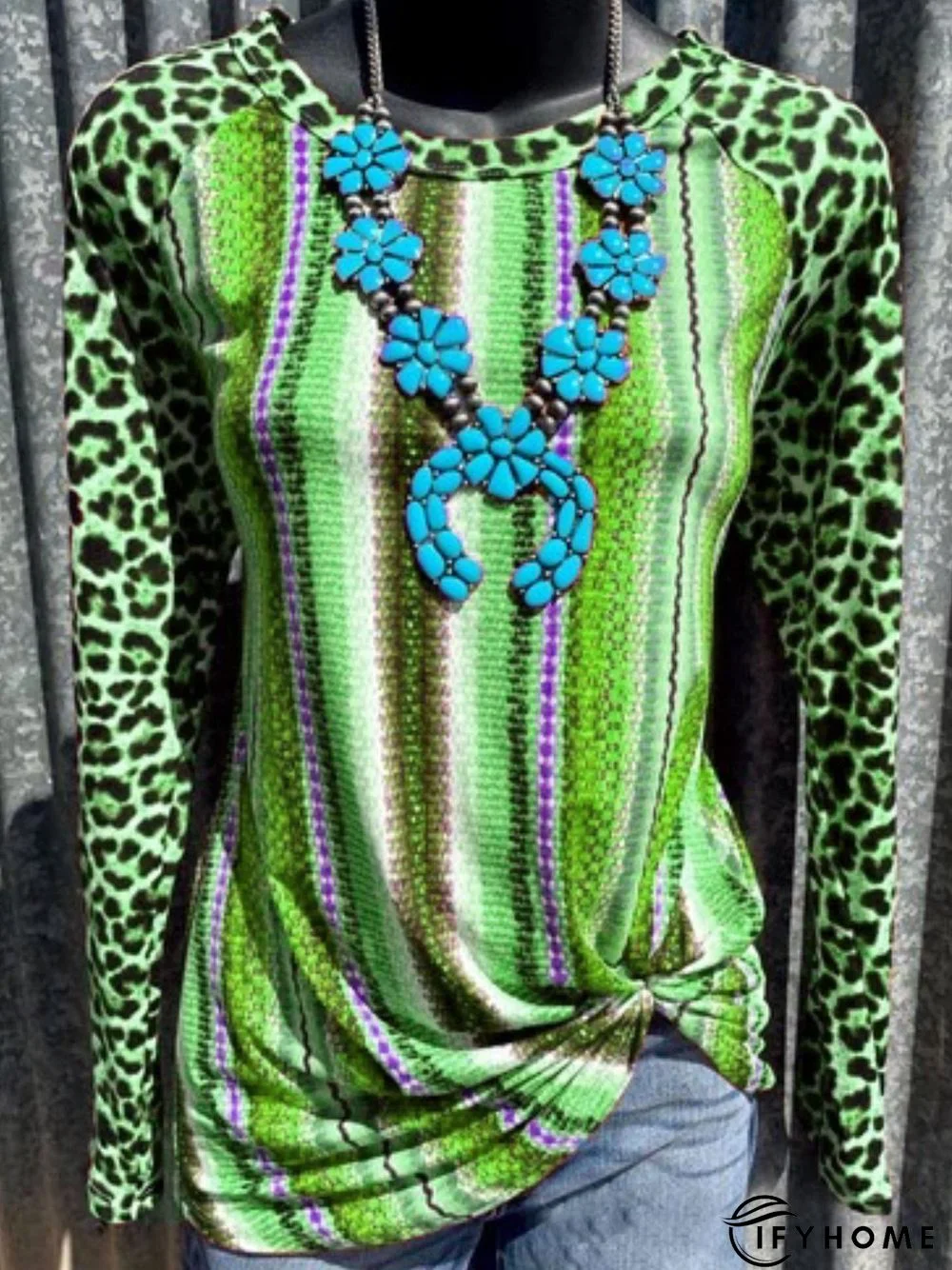 Casual Long Sleeve Printed Tunic Top | IFYHOME