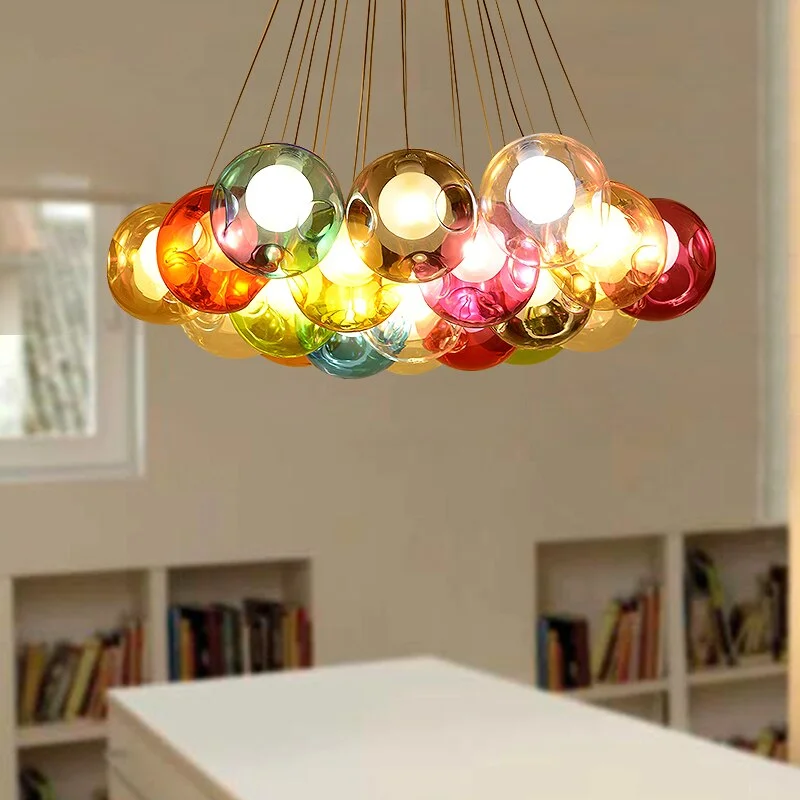 Post modern living room hanging lights Glass ball chandelier Nordic fixtures bedroom suspended lamps LED suspension luminaires