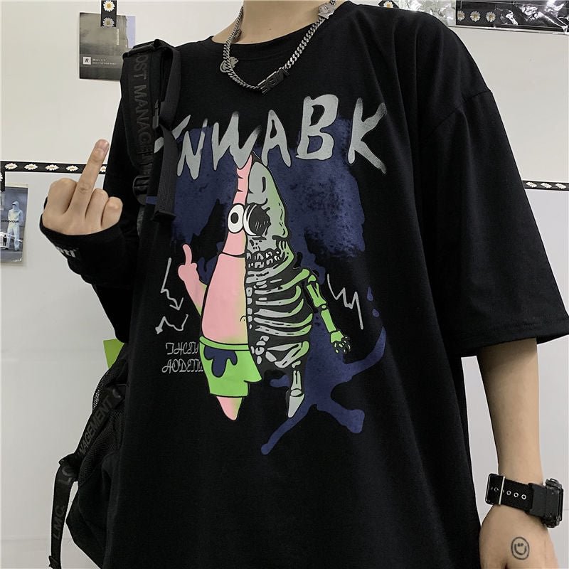 Black Hip Hop Female Loose Women T-shirt Punk Gothic Ladies Tops Kawaii Tshirts Harajuku Clothes Funny High Street Tops Male
