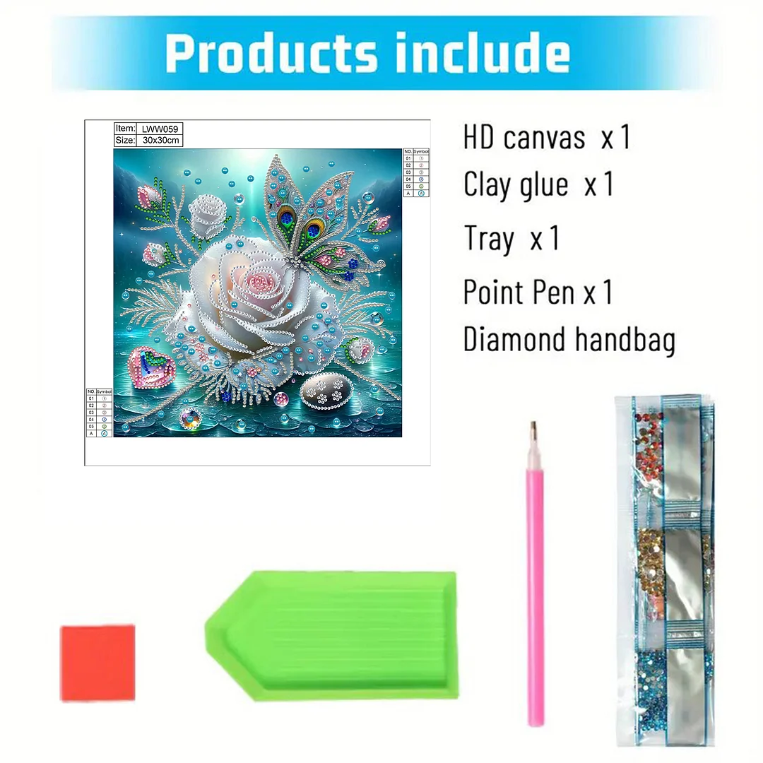 Blue Butterfly - Partial Special Shaped Drill Diamond Painting Kits (Canvas|30*30cm)