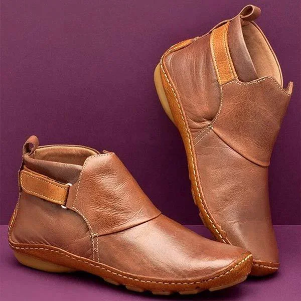 LAST DAY 50% OFF-Women'S Vintage Velcro Flat Ankle Boots