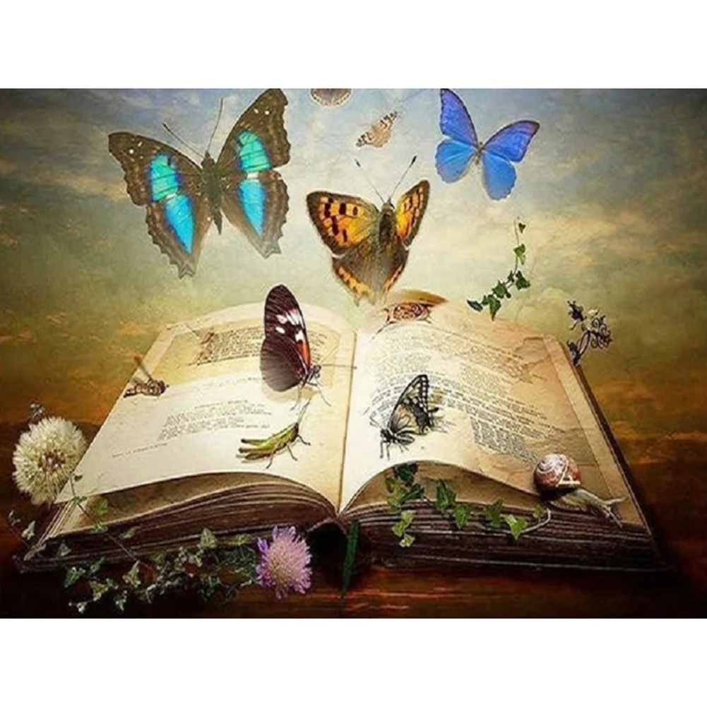 Full Square Diamond Painting - Butterflies in Book(20*30 - 50*70cm)