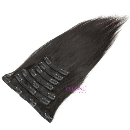 YVONNE Brazilian Straight Virgin Hair Clip In Human Hair Extensions 7 Pieces/Set Natural Color 120g/set