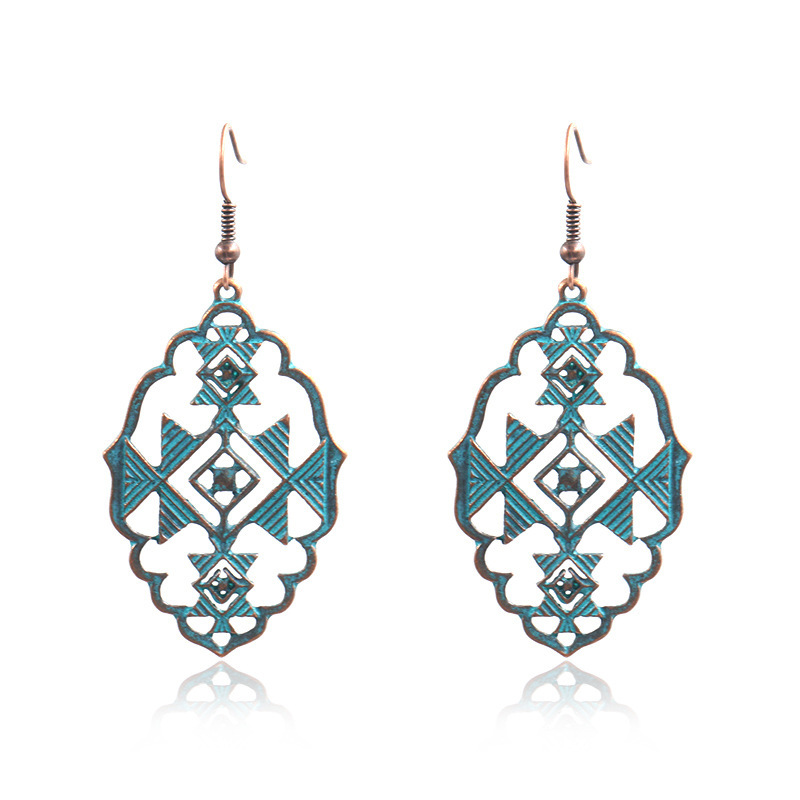Women's Bohemian Retro Turquoise Hollow Exotic Earrings